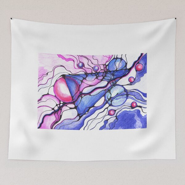 Item preview, Pink and Blue Neurographic Art Print for Interior Decor, Apparel, Posters, Mugs, Mouse Pads and More — Hand-Drawn Abstract Pencil Drawing designed and sold by irinaneuro.