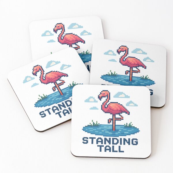 Item preview, Standing Tall – Pixel Flamingo in Pond designed and sold by NaturePixel.
