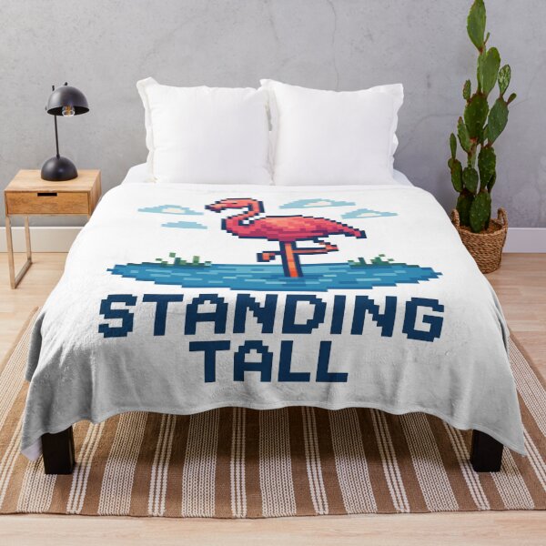 Item preview, Standing Tall – Pixel Flamingo in Pond designed and sold by NaturePixel.