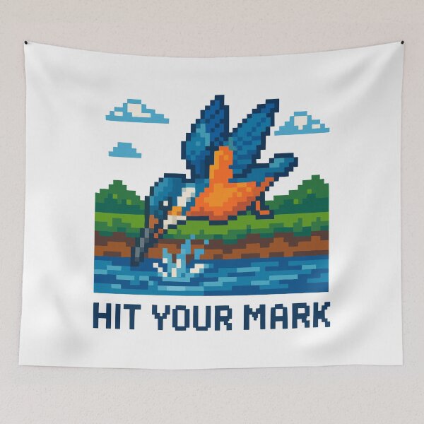 Item preview, Hit Your Mark – Pixel Kingfisher Dive Design designed and sold by NaturePixel.