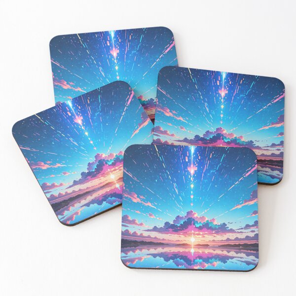 Item preview, Neon Sunrise Over Reflected Lake – Surreal Fantasy Sky Landscape designed and sold by Xynith.