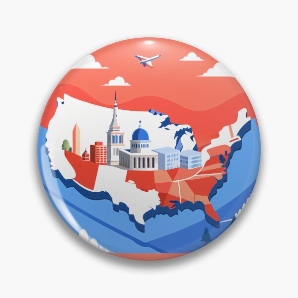 Item preview, Stylized Map of USA with Iconic Buildings designed and sold by ART ATTACK ZONE.