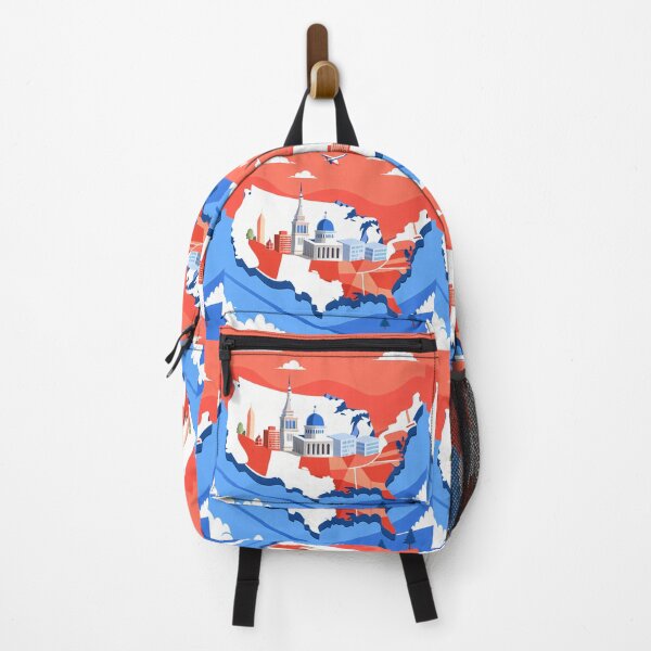 Item preview, Stylized Map of USA with Iconic Buildings designed and sold by ART ATTACK ZONE.