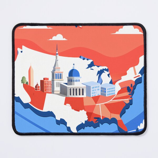 Item preview, Stylized Map of USA with Iconic Buildings designed and sold by ART ATTACK ZONE.
