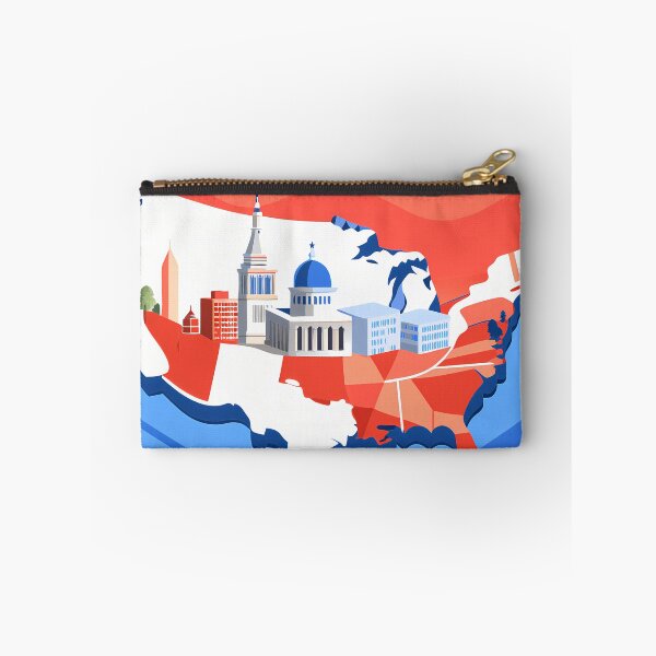 Item preview, Stylized Map of USA with Iconic Buildings designed and sold by ART ATTACK ZONE.