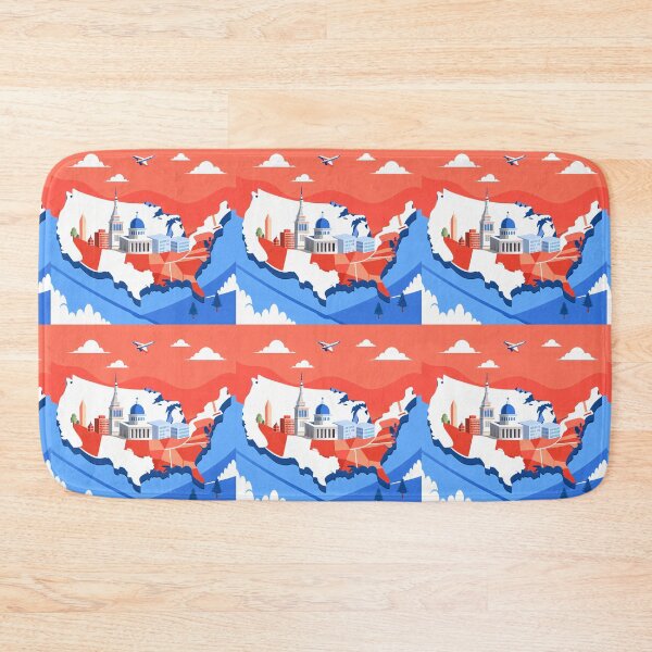 Item preview, Stylized Map of USA with Iconic Buildings designed and sold by ART ATTACK ZONE.