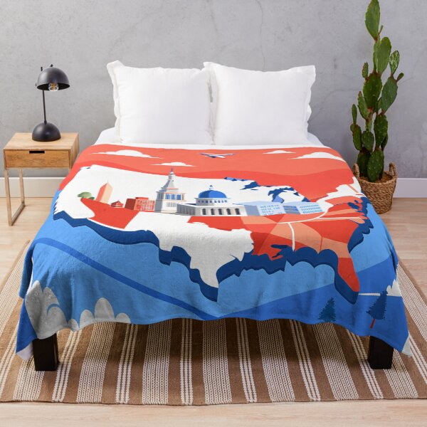 Item preview, Stylized Map of USA with Iconic Buildings designed and sold by ART ATTACK ZONE.