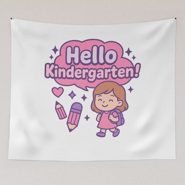 Item preview, Hello Kindergarten Cute Girl Design First Day Back To School Art designed and sold by tigger shop.