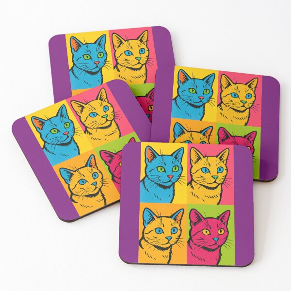 Item preview, Pop Art Style Illustrations of Cats in Bright Colorful Quadrants designed and sold by Rue Market.