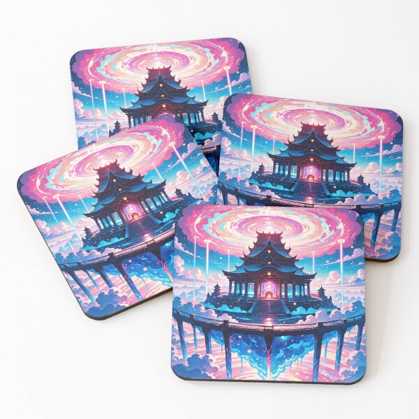 Item preview, Floating Temple Above the Clouds – Surreal Neon Cosmic Fantasy Art designed and sold by Xynith.