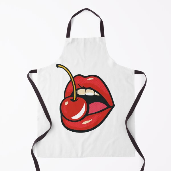 Item preview, Pop Art Image of Red Lips Holding a Cherry on Purple Background designed and sold by Rue Market.