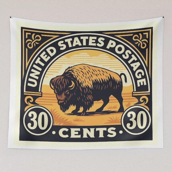 Item preview, American Buffalo Postage Stamp Poster designed and sold by retrographics.