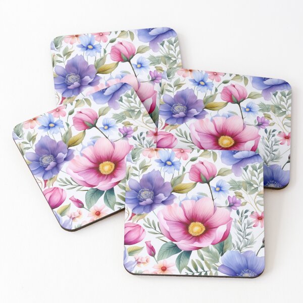 Item preview, Floral Watercolor Pink & Purple Botanical Pattern designed and sold by Jonaree Art Design.