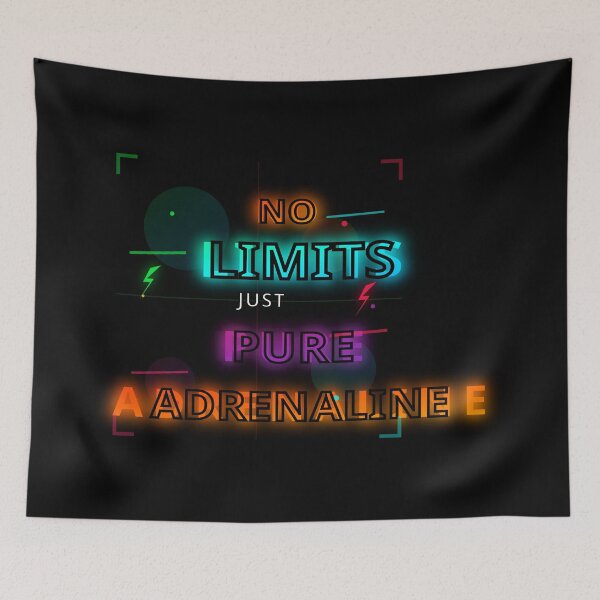 Item preview, No Limits Pure Adrenaline Extreme Sports Quote - Neon Typography Design designed and sold by Pickmash.