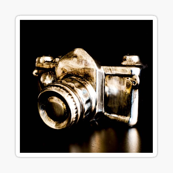Candid Thoughts- A Modern Silver Gold Camera Sticker