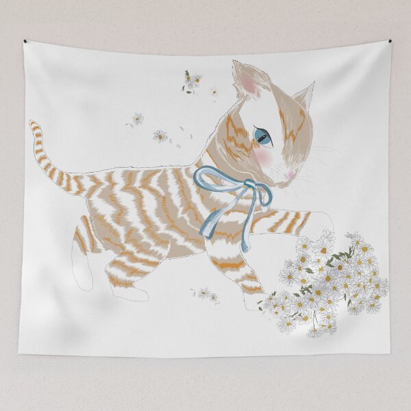 Item preview, Cute Animal Collection Cute Orange Kitten playing White Daisy designed and sold by Miza Drops.