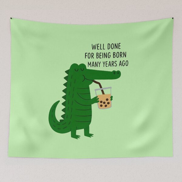 Item preview, Alligator Enjoying Drink of Boba Tee designed and sold by scooterbaby.