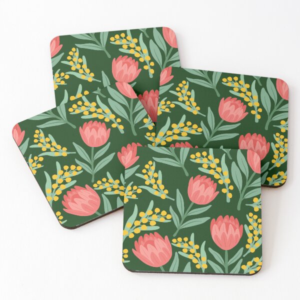 Item preview, Australian Floral Garden - Green Background designed and sold by dyesandpigments.