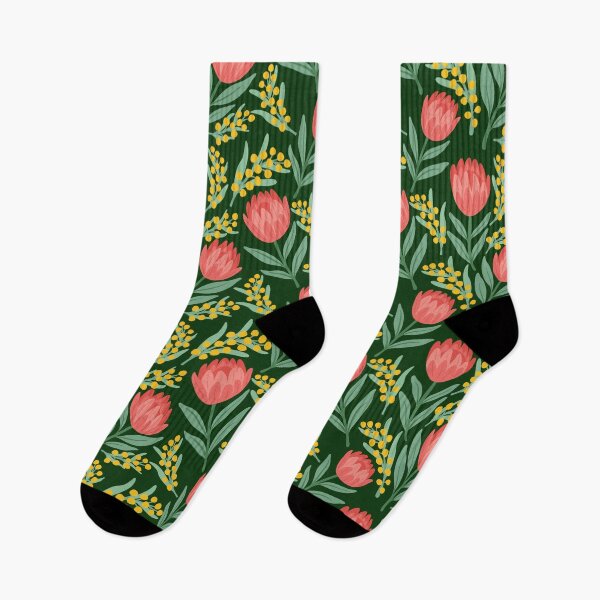 Item preview, Australian Floral Garden - Green Background designed and sold by dyesandpigments.