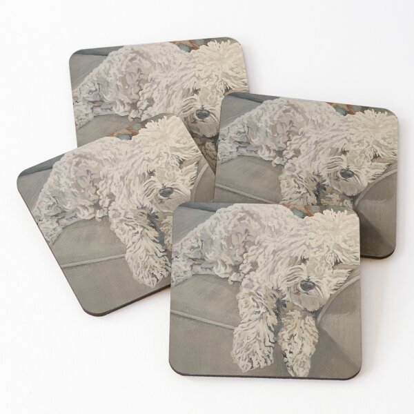 Item preview, Dog on Sofa Bichon Frise acrylic painting designed and sold by ArtByAMReisig.