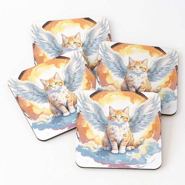 Item preview, Angel Cat Watching from the Clouds – Pet Loss Memorial Art for Cat Lovers designed and sold by PawfectlyMinx.