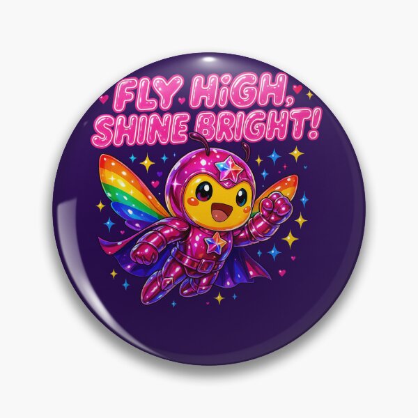Item preview,  Fly High Shine Bright Silver Pink Superhero Bee designed and sold by Lalalulubee.