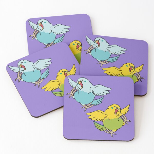 Item preview, Pair of happy dancing budgie birds designed and sold by tayaan.