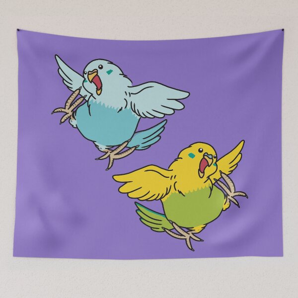 Item preview, Pair of happy dancing budgie birds designed and sold by tayaan.