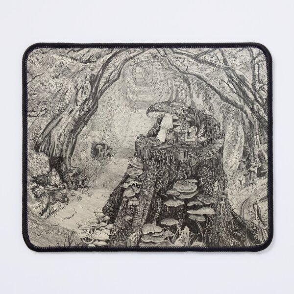Item preview, Fairy Forest fairies, mushrooms, forest pencil drawing designed and sold by ArtByAMReisig.