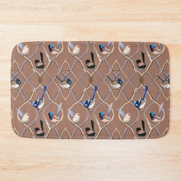 Item preview, Fairy Wrens on Garden Lattice pattern - Mocha Mousse designed and sold by Nadya Neklioudova.