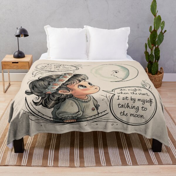 Item preview, Talking to the Moon – Whimsical Celestial Girl Night Art for Dreamers designed and sold by MAGICKEY2024.