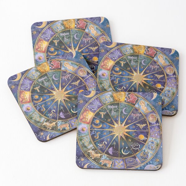Item preview, Celestial circle of zodiac signs and planets – cosmic harmony designed and sold by GalaxyKale.