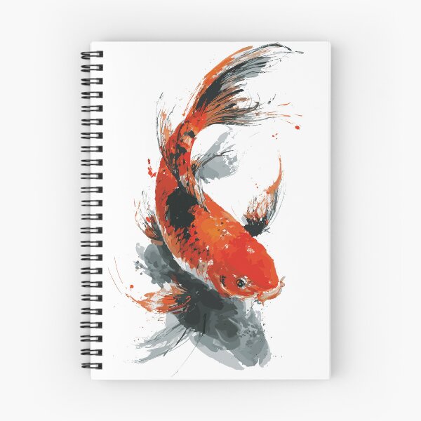 Artikelvorschau, Sumi-E – Orangefarbener und schwarzer Koi-Fisch entworfen und verkauft von HLEDesign.