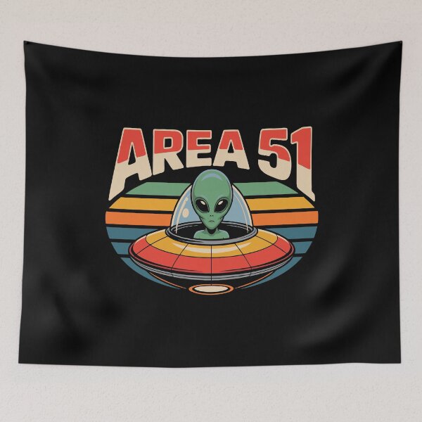 Item preview, Retro Alien Spaceship Design With Area 51 Roswell UFO 1970s text designed and sold by w1ckerman.