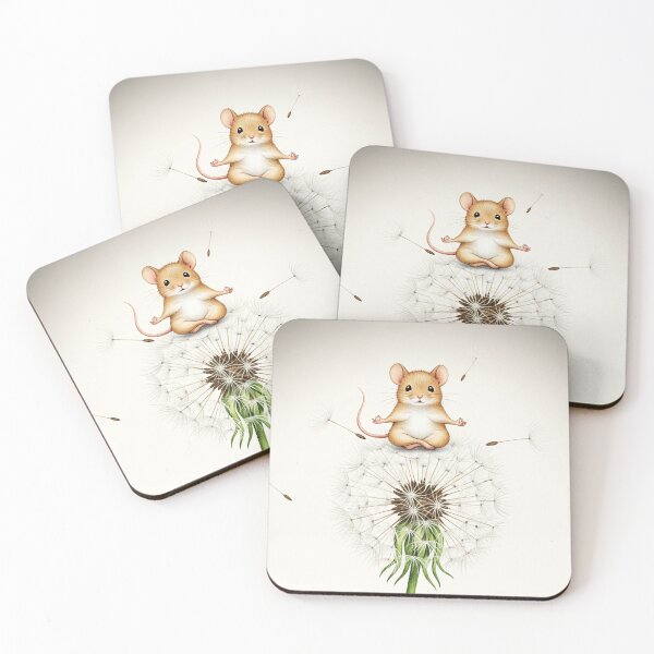 Item preview, Meditating Zen Mouse on a White Dandelion – Funny Yoga Art designed and sold by DaisyHouse.