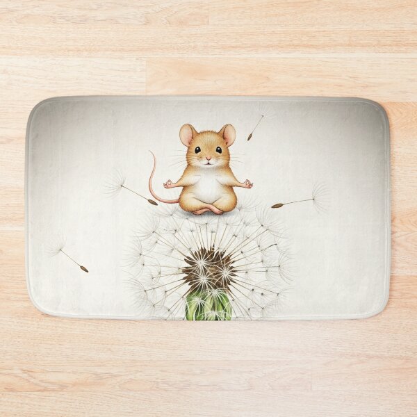 Item preview, Meditating Zen Mouse on a White Dandelion – Funny Yoga Art designed and sold by DaisyHouse.