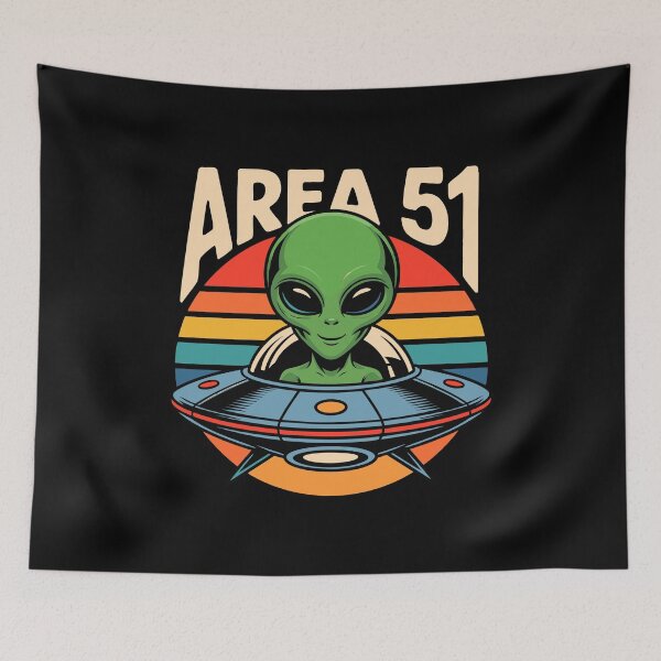 Item preview, Retro Alien Spaceship Design With Area 51 Roswell UFO 1970s text designed and sold by w1ckerman.