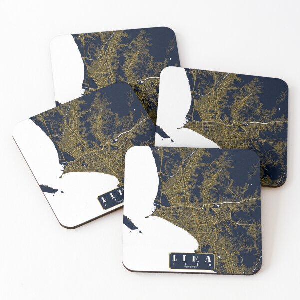 Item preview, Lima City Map of Peru - Gold Art Deco designed and sold by deMAP.