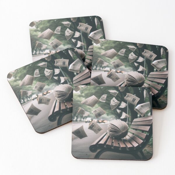Item preview, Scattered News – Floating Newspaper Pages on Empty Park Bench designed and sold by ashokreddy343.