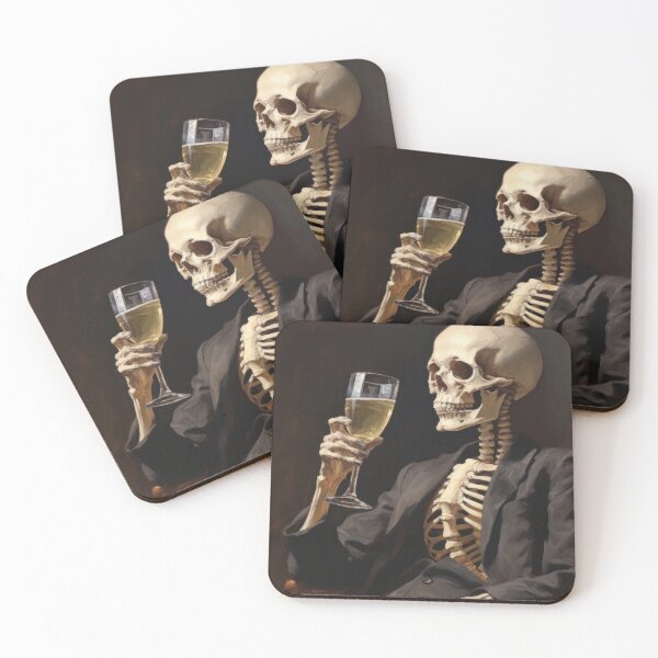 Item preview, "Skeleton Happy Hour – A Toast to the Afterlife with a Boozy Undead Friend" designed and sold by Zezeshop1.
