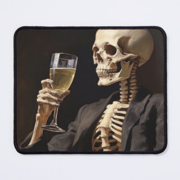 Item preview, "Skeleton Happy Hour – A Toast to the Afterlife with a Boozy Undead Friend" designed and sold by Zezeshop1.