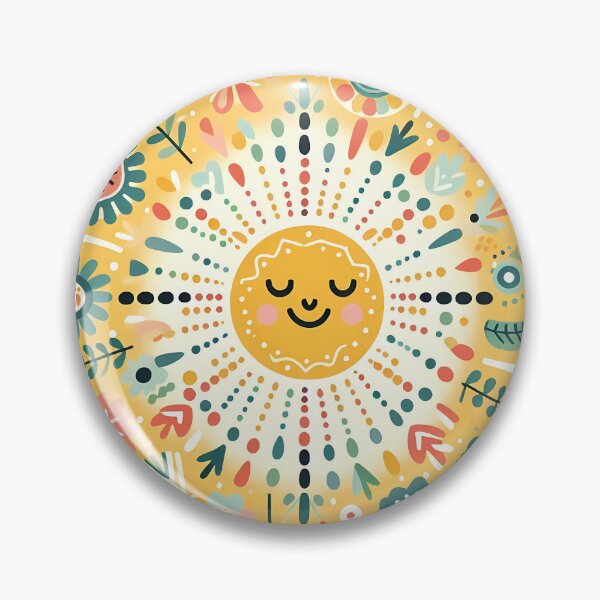 Item preview, Yellow Smiling Sun Intricate Nordic Radiance - Scandinavian Folk Art by heidiannemorris © designed and sold by FOLK ART FUSION by heidiannemorris.