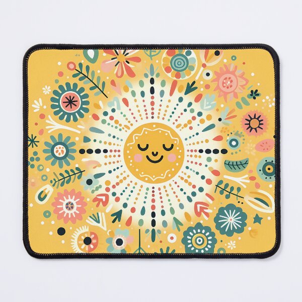 Item preview, Yellow Smiling Sun Intricate Nordic Radiance - Scandinavian Folk Art by heidiannemorris © designed and sold by FOLK ART FUSION by heidiannemorris.