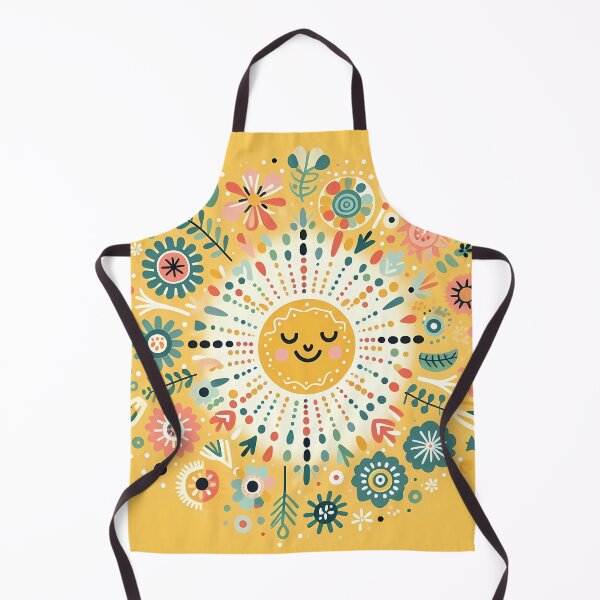 Item preview, Yellow Smiling Sun Intricate Nordic Radiance - Scandinavian Folk Art by heidiannemorris © designed and sold by FOLK ART FUSION by heidiannemorris.