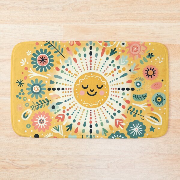 Item preview, Yellow Smiling Sun Intricate Nordic Radiance - Scandinavian Folk Art by heidiannemorris © designed and sold by FOLK ART FUSION by heidiannemorris.