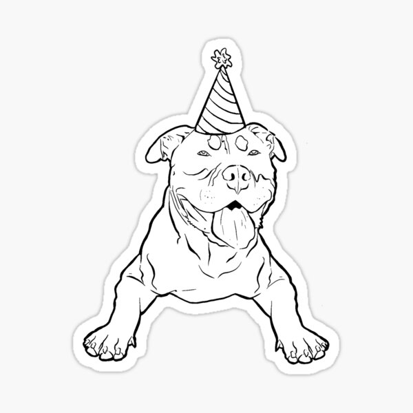 Vista previa del artículo con la obra «Fiesta Pittie - Edición Feliz - Camiseta Divertida de Perro Pitbull - Contorno Negro», diseñado y vendido por BreezyTreasures.