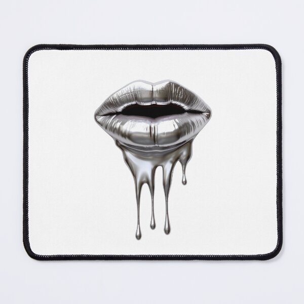 Item preview, "Melting Metallic Lips – Futuristic Glam Meets Surreal Art" designed and sold by Zezeshop1.