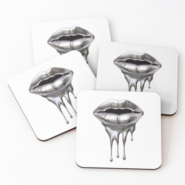 Item preview, "Melting Metallic Lips – Futuristic Glam Meets Surreal Art" designed and sold by Zezeshop1.