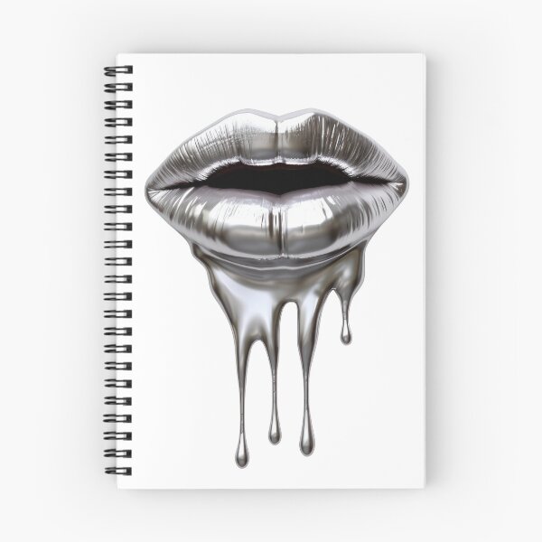 Item preview, "Melting Metallic Lips – Futuristic Glam Meets Surreal Art" designed and sold by Zezeshop1.