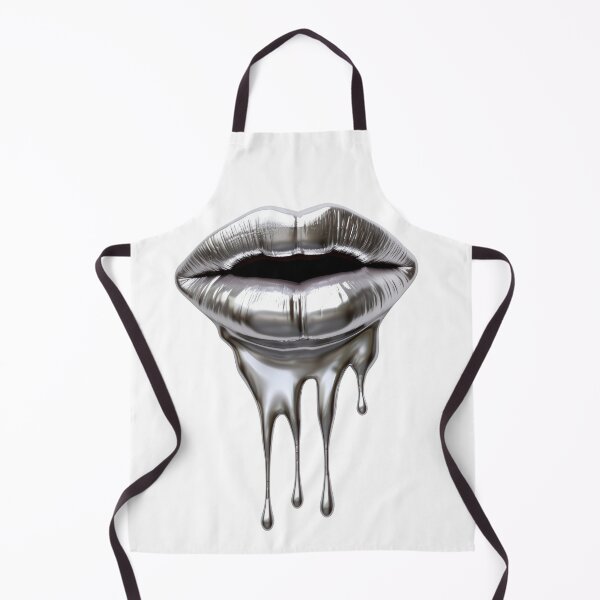 Item preview, "Melting Metallic Lips – Futuristic Glam Meets Surreal Art" designed and sold by Zezeshop1.